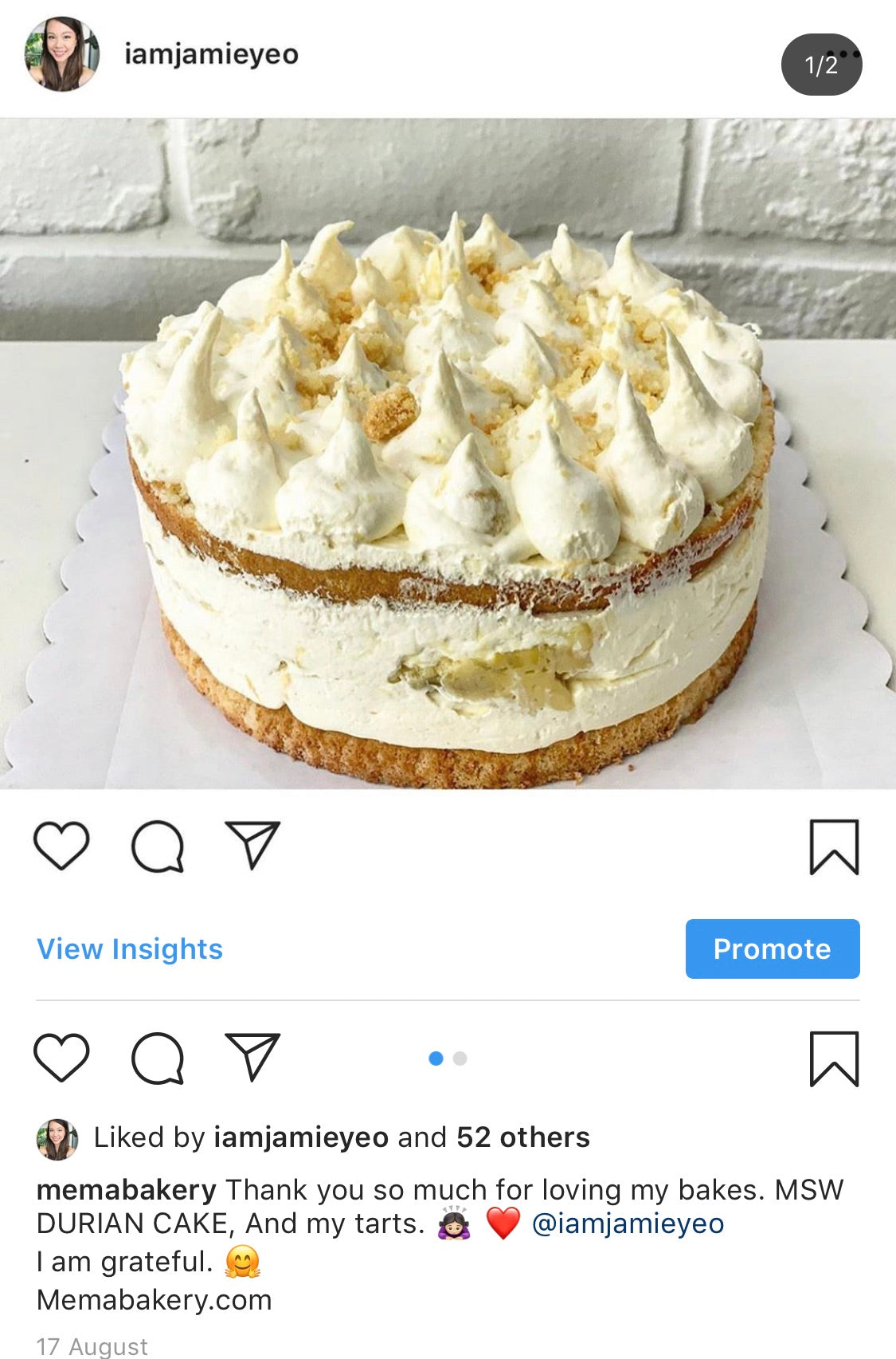 MSW Durian Fruit Mousse Cake
