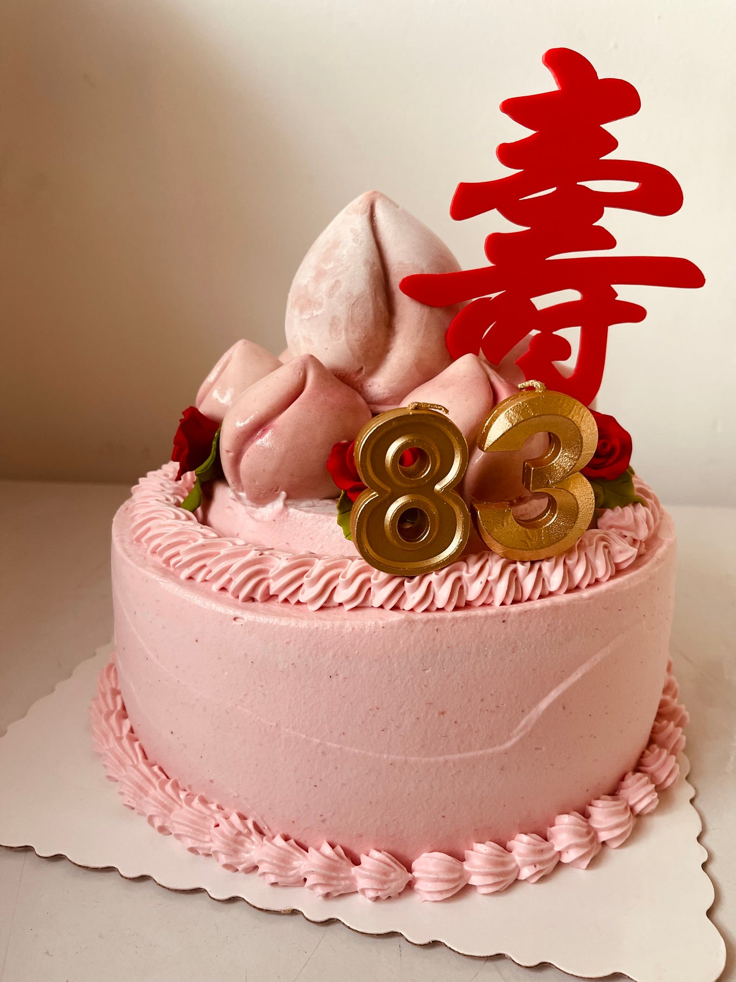 Longevity peach mousse cake Customized cakes for all occasions