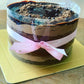 Chocolate mousse pink sea salt hazelnut sable cake